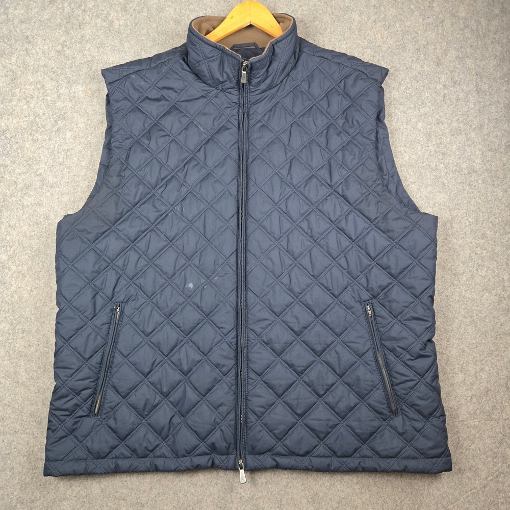 Brooks Brothers Quilted Vest Mens 3XL Navy Blue Thermore Insulated Diamond